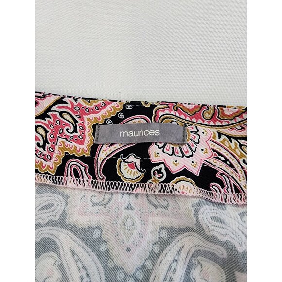 Maurices Full Wrap Skirt Women L Button Stretch Tie Closure Paisley Multicolor - Picture 8 of 10